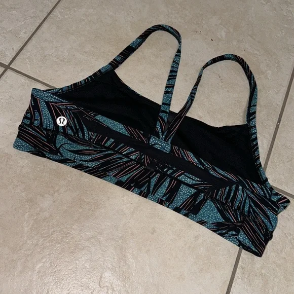 Lululemon Rise and Run Bra Womens Mini Palm Lace Tofino Teal Multi Black - Picture 6 of 11